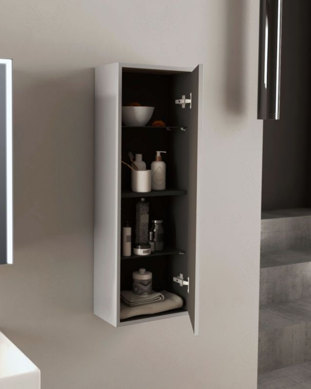 Colonna bagno Prisma cm 35x100 grigio medio con apertura push – profonda 20 cm Colonna bagno Prisma cm 35x100 grigio medio con apertura push – profonda 20 cm