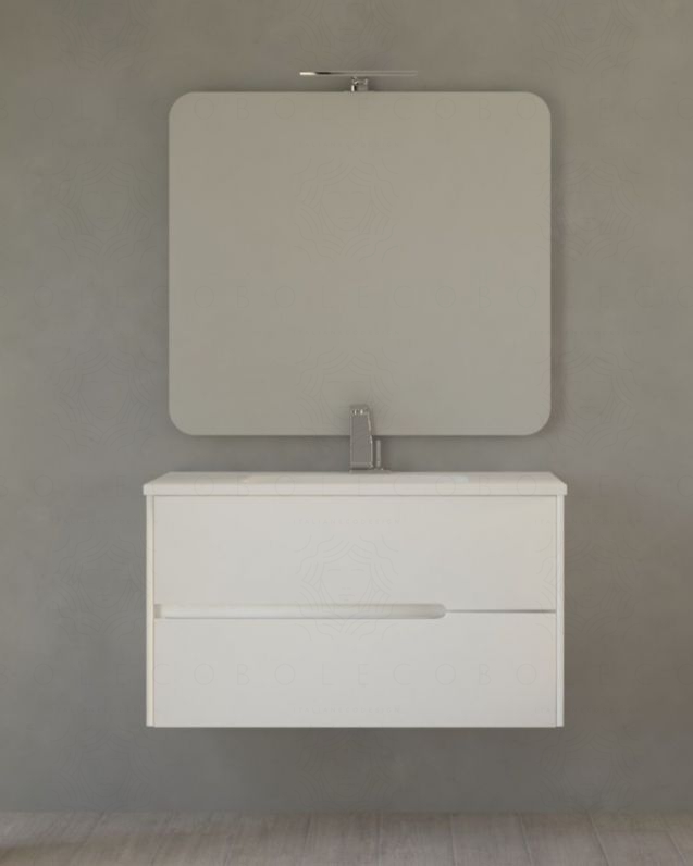 Mobile bagno sospeso Dorotea cm 100 bianco opaco con lavabo in ceramica