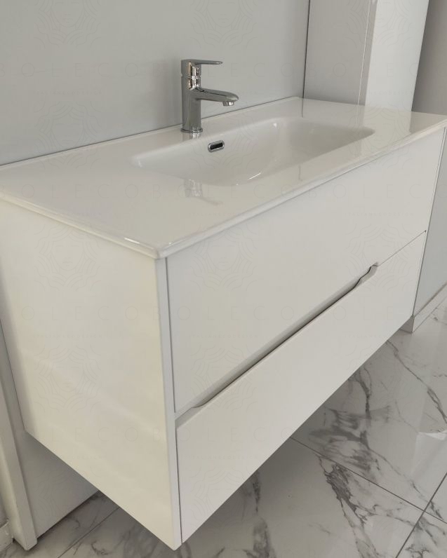 Mobile bagno sospeso Dorotea cm 100 bianco opaco con lavabo in ceramica Mobile bagno sospeso Dorotea cm 100 bianco opaco con lavabo in ceramica