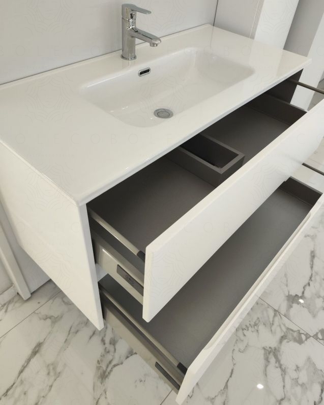 Mobile bagno sospeso Dorotea cm 100 bianco opaco con lavabo in ceramica Mobile bagno sospeso Dorotea cm 100 bianco opaco con lavabo in ceramica