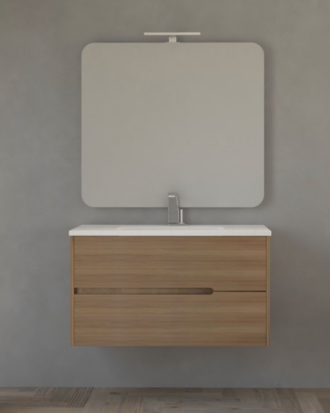 Mobile bagno sospeso Dorotea cm 100 rovere naturale con lavabo in ceramica Mobile bagno sospeso Dorotea cm 100 rovere naturale con lavabo in ceramica