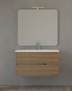 Mobile bagno sospeso Dorotea cm 100 rovere naturale con lavabo in ceramica