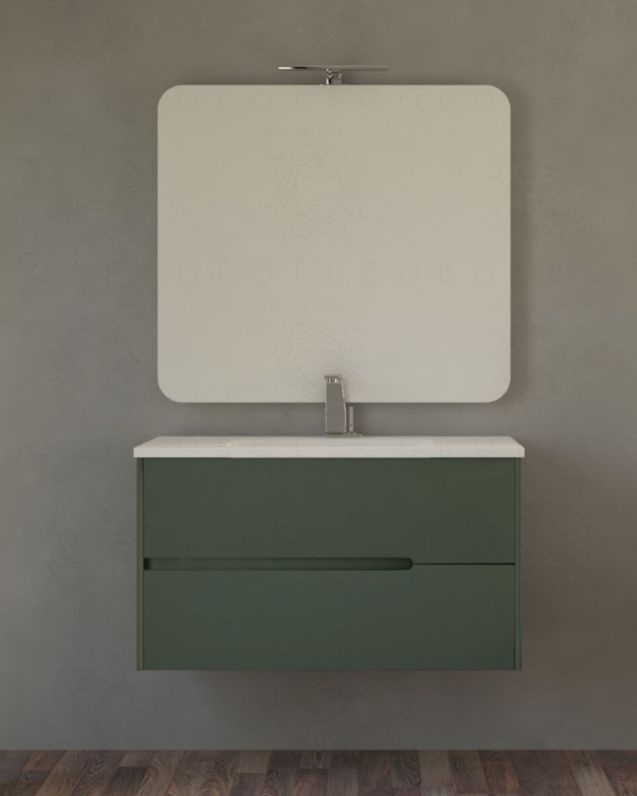 Mobile bagno sospeso Dorotea cm 100 verde opaco con lavabo in ceramica Mobile bagno sospeso Dorotea cm 100 verde opaco con lavabo in ceramica