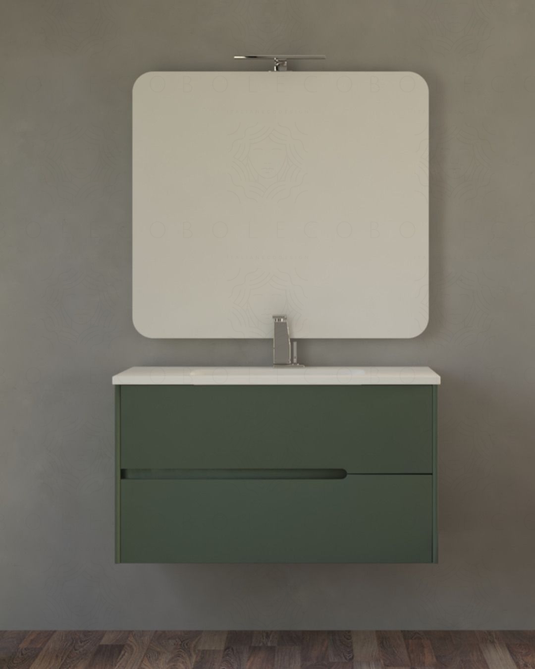 Mobile bagno sospeso Dorotea cm 100 verde opaco con lavabo in ceramica Mobile bagno sospeso Dorotea cm 100 verde opaco con lavabo in ceramica