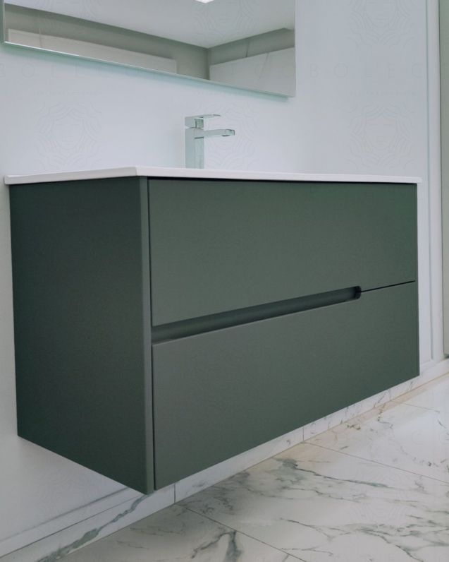 Mobile bagno sospeso Dorotea cm 100 verde opaco con lavabo in ceramica Mobile bagno sospeso Dorotea cm 100 verde opaco con lavabo in ceramica