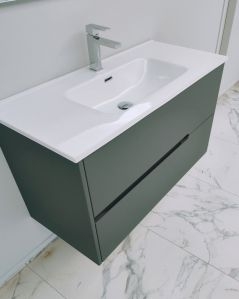 Mobile bagno sospeso Dorotea cm 100 verde opaco con lavabo in ceramica