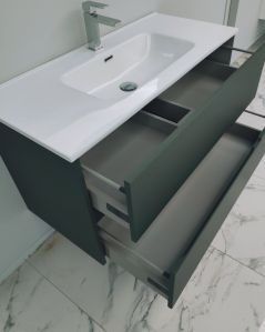 Mobile bagno sospeso Dorotea cm 100 verde opaco con lavabo in ceramica