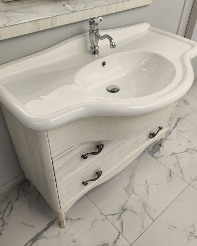 Mobile bagno Donatello 114 cm decapè con lavabo in ceramica