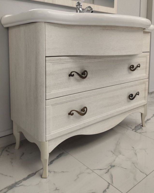 Mobile bagno Donatello 114 cm decapè con lavabo in ceramica