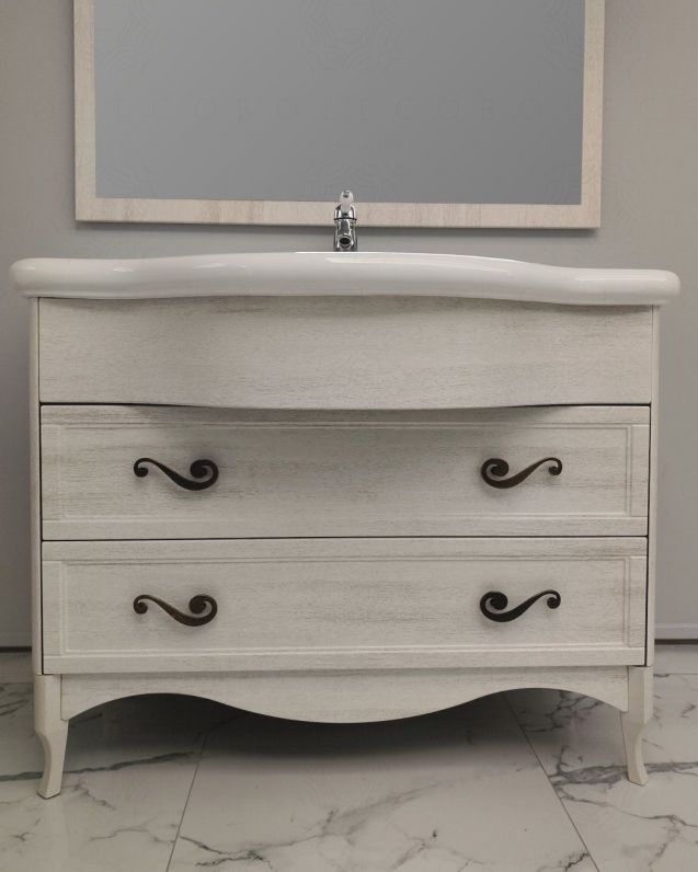 Mobile bagno Donatello 114 cm decapè con lavabo in ceramica