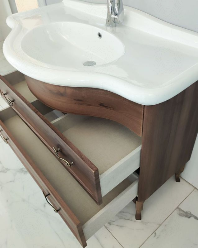 Mobile bagno Donatello 114 cm noce con lavabo in ceramica