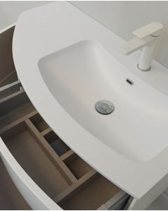Mobile bagno sospeso Olimpia 90 cm bianco opaco con lavabo rigenerabile