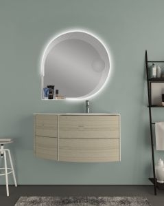 Mobile bagno sospeso Olimpia 90 cm rovere grigio con lavabo rigenerabile