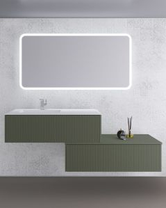 Mobile bagno sospeso Diamante cm 160 verde opaco con cassettiera