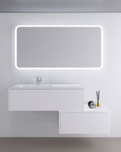 Mobile bagno sospeso Diamante cm 105 bianco opaco con lavabo in resina rigenerabile