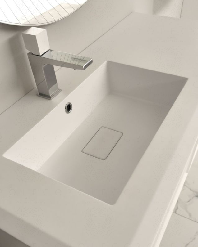 Mobile bagno sospeso Diamante cm 105 bianco opaco con lavabo in resina rigenerabile