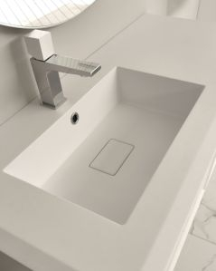 Mobile bagno sospeso Diamante cm 105 bianco opaco con lavabo in resina rigenerabile