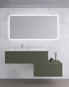 Mobile bagno sospeso Diamante cm 105 verde opaco con lavabo in resina rigenerabile