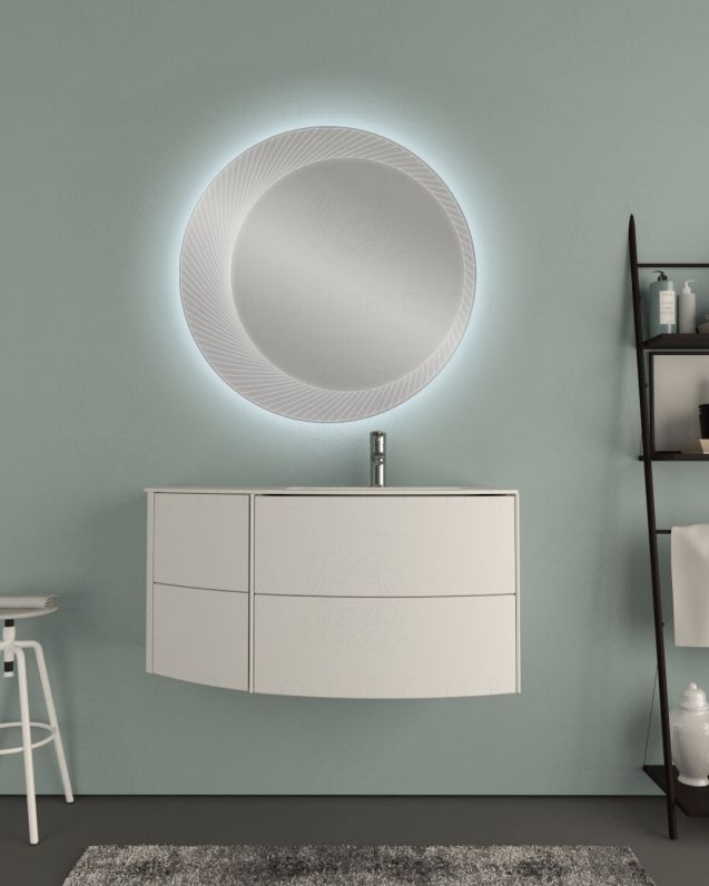 Mobile bagno Olimpia cm 90 bianco opaco con ante e cassetti e specchio led Mobile bagno Olimpia cm 90 bianco opaco con ante e cassetti e specchio led