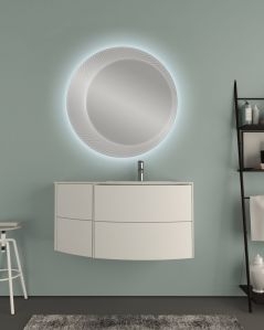 Mobile bagno Olimpia cm 90 bianco opaco con ante e cassetti e specchio led