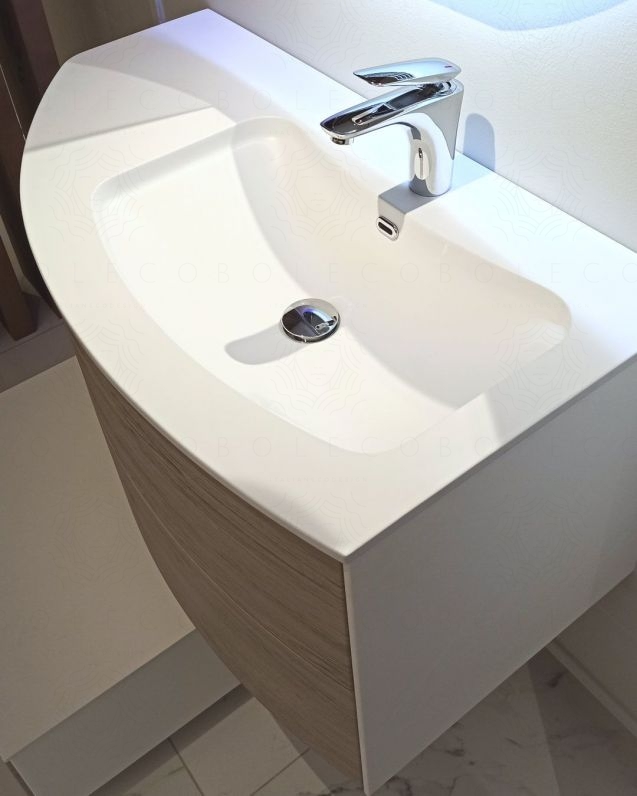 Mobile bagno Olimpia cm 90 rovere grigio con ante e cassetti e specchio led