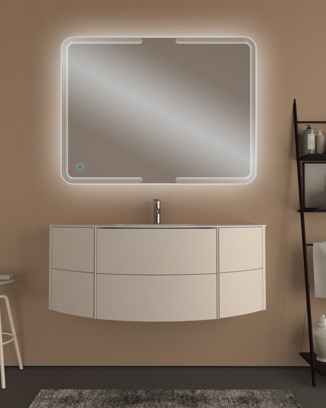 Mobile bagno sospeso Olimpia 120 cm bianco opaco con specchio led Mobile bagno sospeso Olimpia 120 cm bianco opaco con specchio led