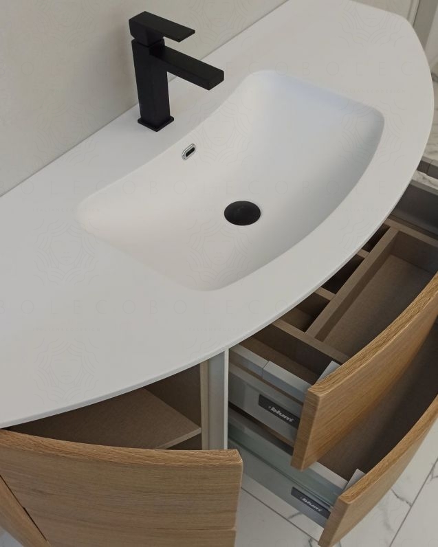 Mobile bagno sospeso Olimpia 120 cm rovere natuarle con specchio led