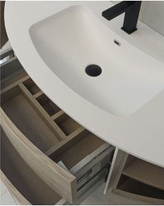 Mobile bagno sospeso Olimpia 120 cm rovere grigio con specchio led