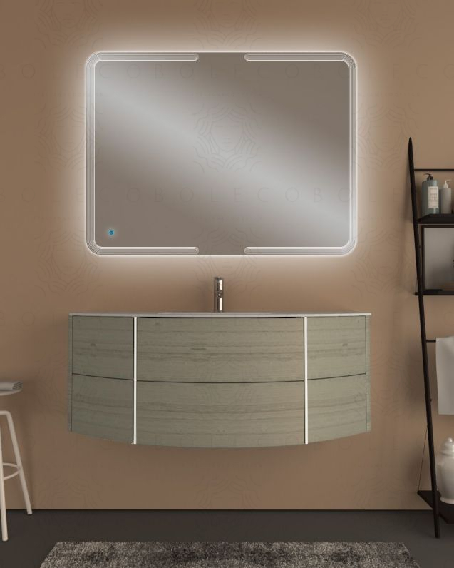 Mobile bagno sospeso Olimpia 120 cm rovere grigio con specchio led Mobile bagno sospeso Olimpia 120 cm rovere grigio con specchio led