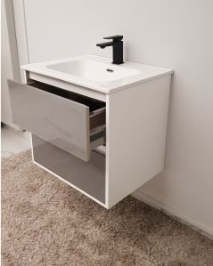 Mobile bagno sospeso Alaska cm 60 bianco lucido e lavabo -