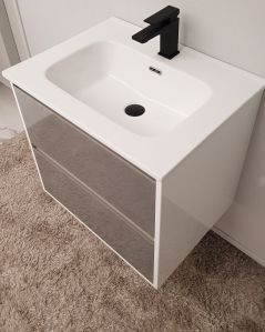 Mobile bagno sospeso Alaska cm 60 bianco lucido e lavabo -
