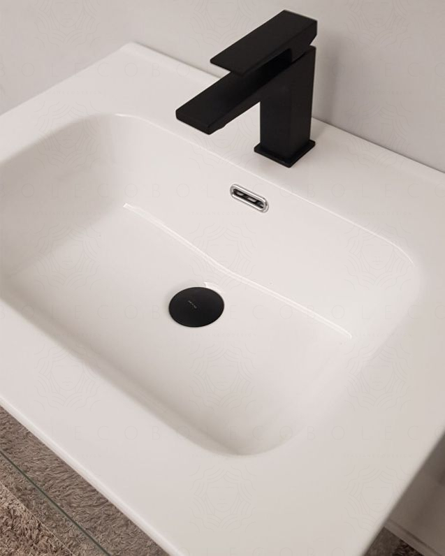 Mobile bagno sospeso Alaska cm 60 bianco lucido e lavabo -