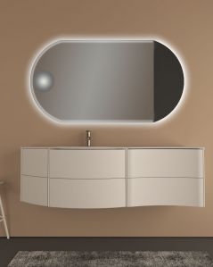 Mobile bagno sospeso Olimpia cm 150 bianco opaco con specchio led