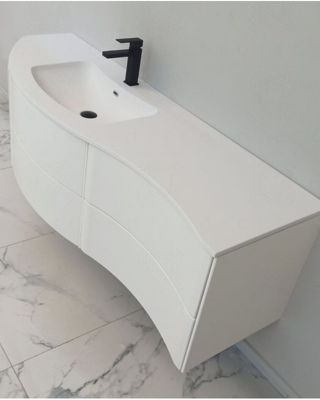Mobile bagno sospeso Olimpia cm 150 bianco opaco con specchio led