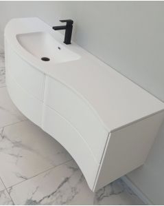 Mobile bagno sospeso Olimpia cm 150 bianco opaco con specchio led