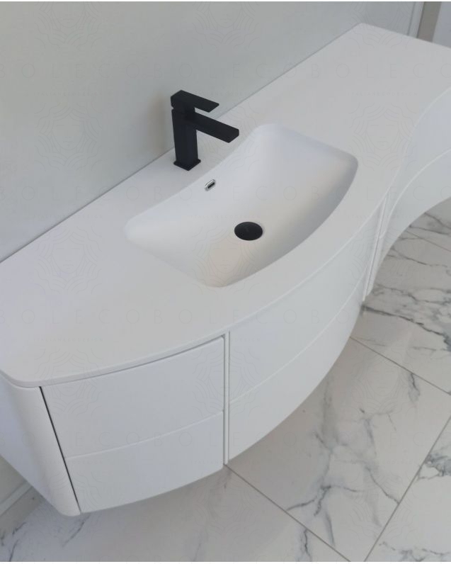 Mobile bagno sospeso Olimpia cm 150 bianco opaco con specchio led