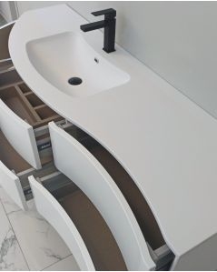 Mobile bagno sospeso Olimpia cm 150 bianco opaco con specchio led