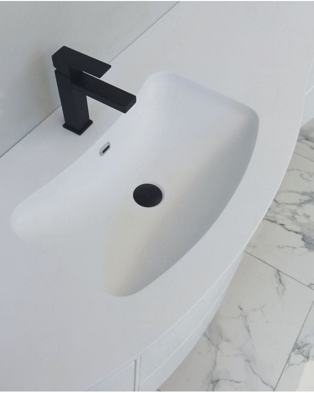 Mobile bagno sospeso Olimpia cm 150 bianco opaco con specchio led