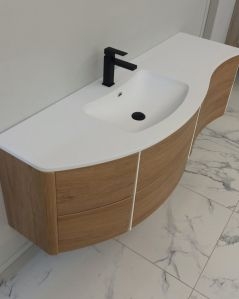 Mobile bagno sospeso Olimpia cm 150 rovere naturale con specchio led