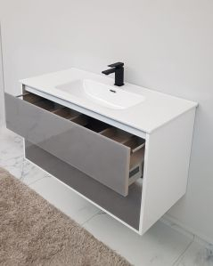 Mobile bagno sospeso Alaska cm 100 bianco lucido e lavabo -