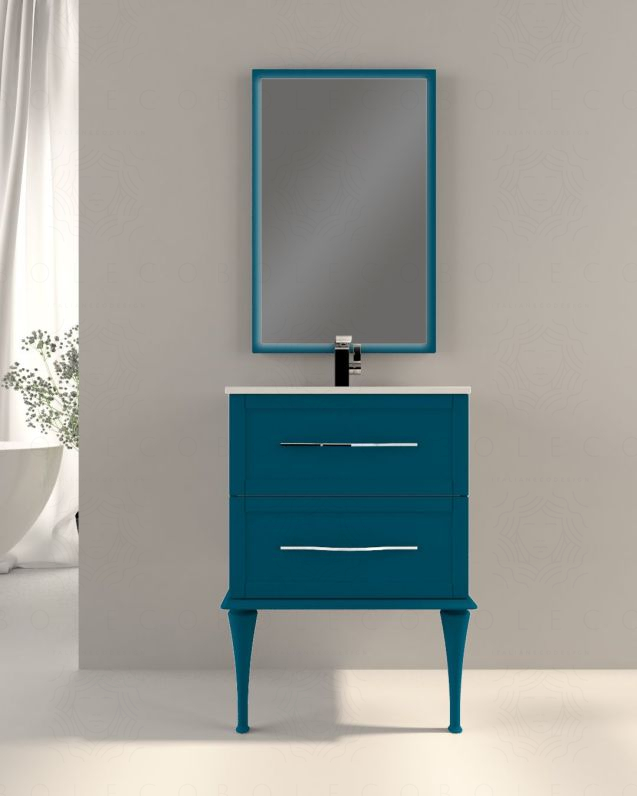 Mobile bagno sospeso Alba 60 cm con lavabo in ceramica - blu