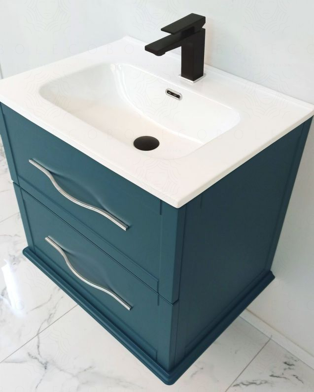 Mobile bagno sospeso Alba 60 cm con lavabo in ceramica - blu Mobile bagno sospeso Alba 60 cm con lavabo in ceramica - blu