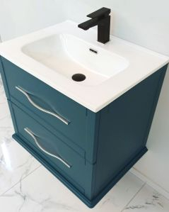 Mobile bagno sospeso Alba 60 cm con lavabo in ceramica - blu