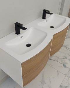 Mobile bagno sospeso Olimpia rovere naturale cm 120 con specchio led
