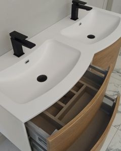 Mobile bagno sospeso Olimpia rovere naturale cm 120 con specchio led