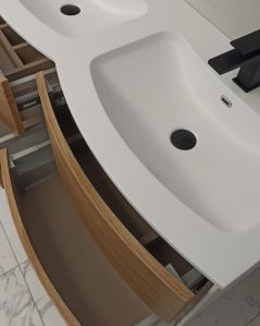 Mobile bagno sospeso Olimpia rovere naturale cm 120 con specchio led