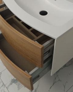 Mobile bagno sospeso Olimpia rovere naturale cm 120 con specchio led