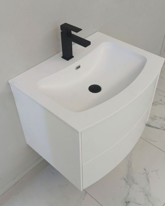 Mobile bagno sospeso Olimpia 60 bianco opaco cm con lavabo rigenerabile