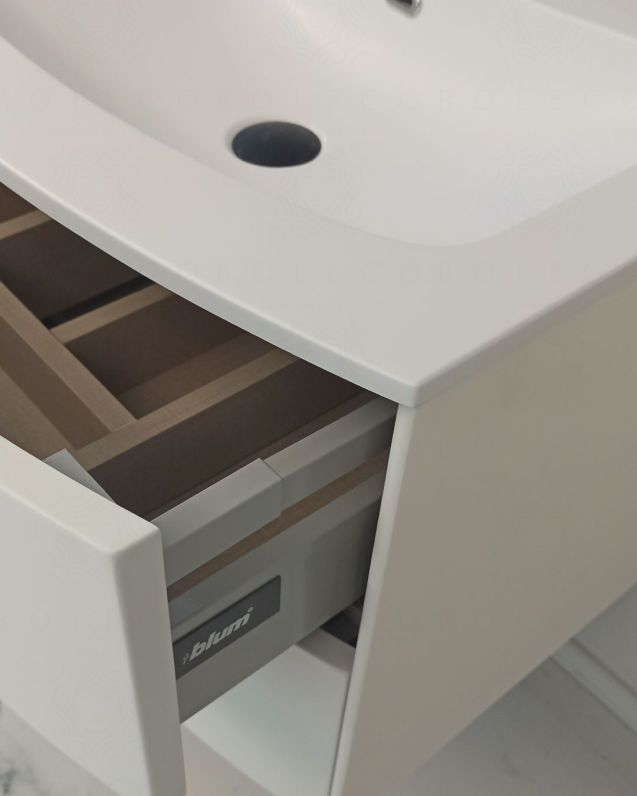 Mobile bagno sospeso Olimpia 60 bianco opaco cm con lavabo rigenerabile