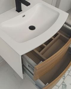 Mobile bagno sospeso Olimpia 60 rovere naturale cm con lavabo rigenerabile